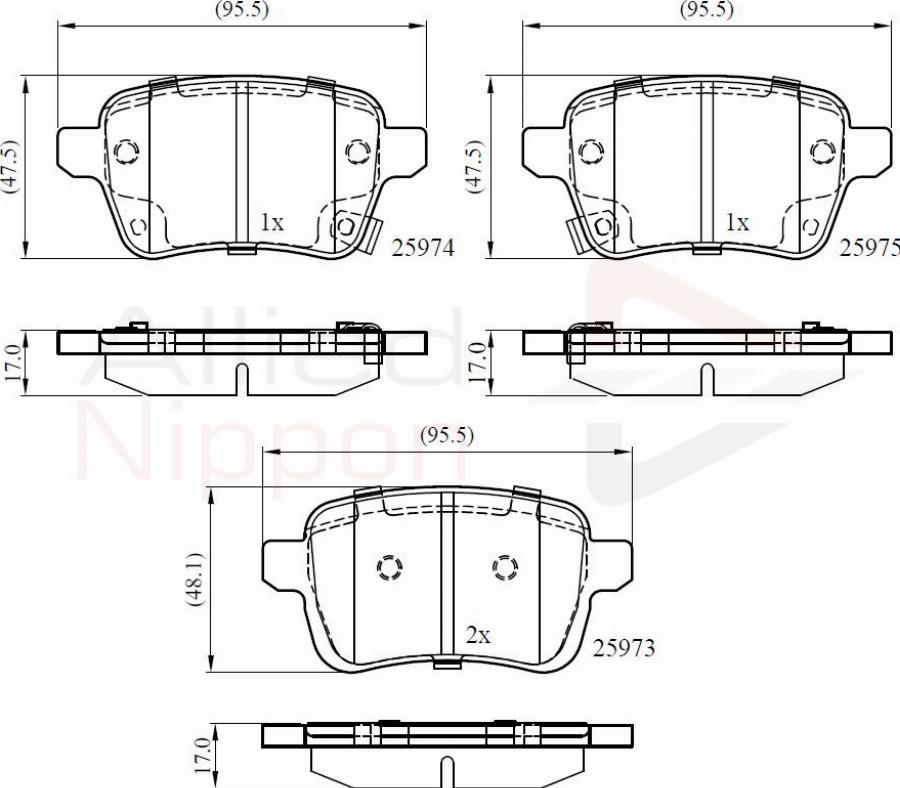 ALLIED NIPPON ADB32299 - Гальмівні колодки, дискові гальма autocars.com.ua
