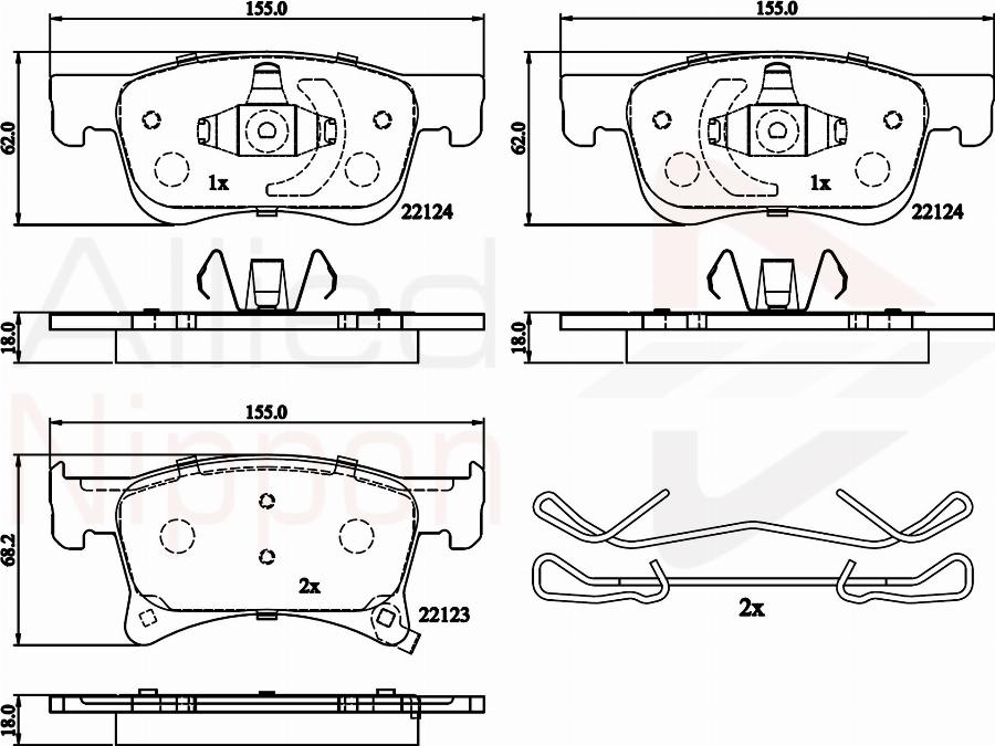 ALLIED NIPPON ADB32300 - Гальмівні колодки, дискові гальма autocars.com.ua