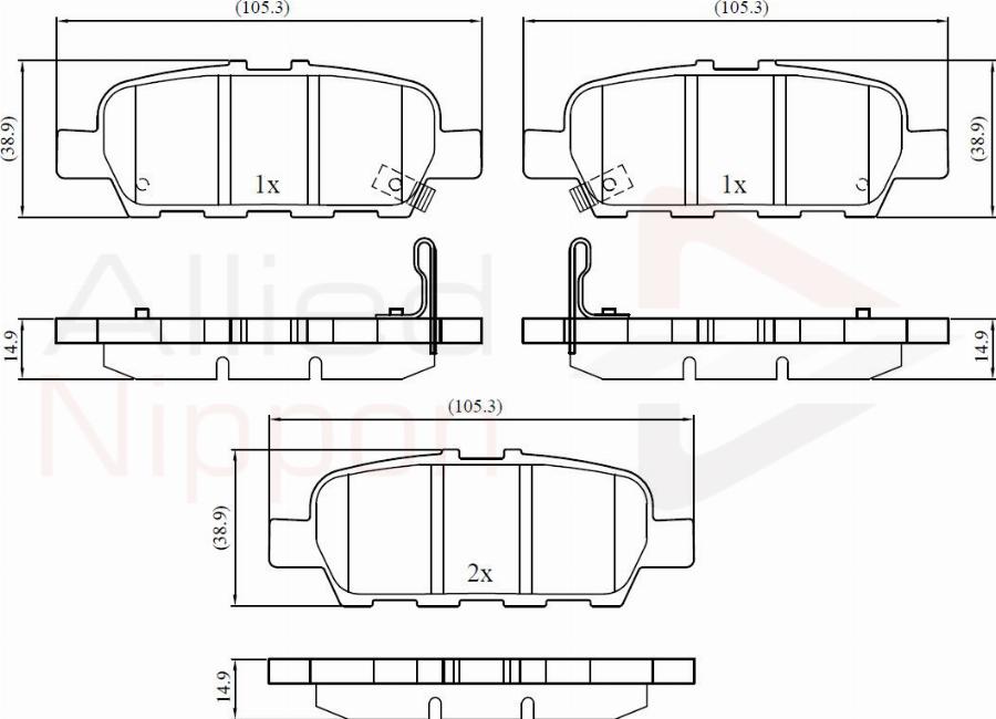 ALLIED NIPPON ADB32445 - Гальмівні колодки, дискові гальма autocars.com.ua