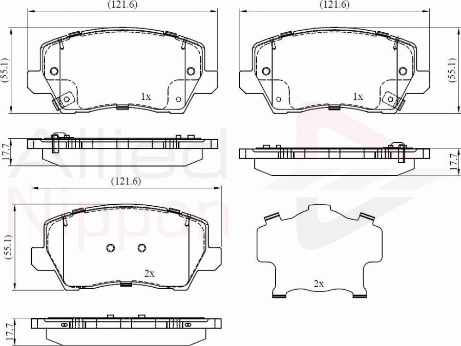 ALLIED NIPPON ADB32526 - Гальмівні колодки, дискові гальма autocars.com.ua
