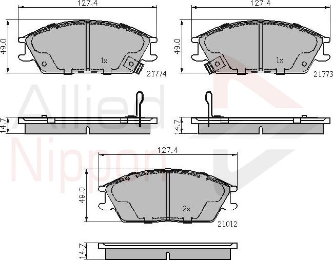 ALLIED NIPPON ADB3253 - Гальмівні колодки, дискові гальма autocars.com.ua