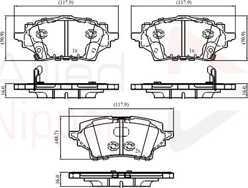 ALLIED NIPPON ADB33299 - Гальмівні колодки, дискові гальма autocars.com.ua