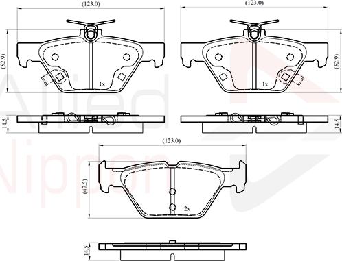ALLIED NIPPON ADB33651 - Гальмівні колодки, дискові гальма autocars.com.ua