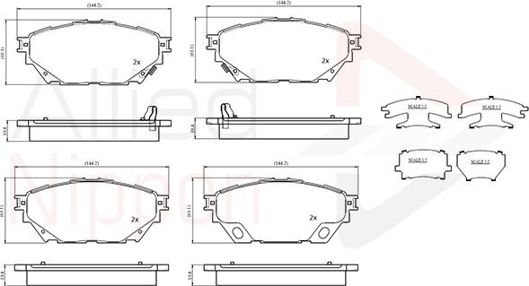 ALLIED NIPPON ADB33772 - Гальмівні колодки, дискові гальма autocars.com.ua