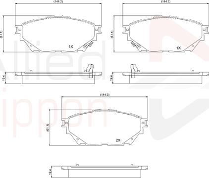 ALLIED NIPPON ADB34013 - Гальмівні колодки, дискові гальма autocars.com.ua