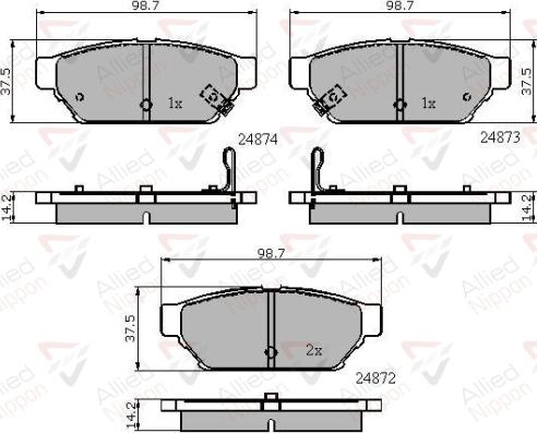 ALLIED NIPPON ADB3405 - Гальмівні колодки, дискові гальма autocars.com.ua