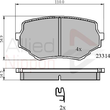 ALLIED NIPPON ADB3475 - Гальмівні колодки, дискові гальма autocars.com.ua