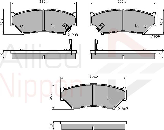 ALLIED NIPPON ADB3587 - Гальмівні колодки, дискові гальма autocars.com.ua
