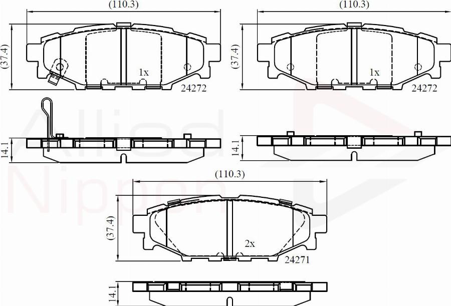 ALLIED NIPPON ADB36052 - Гальмівні колодки, дискові гальма autocars.com.ua