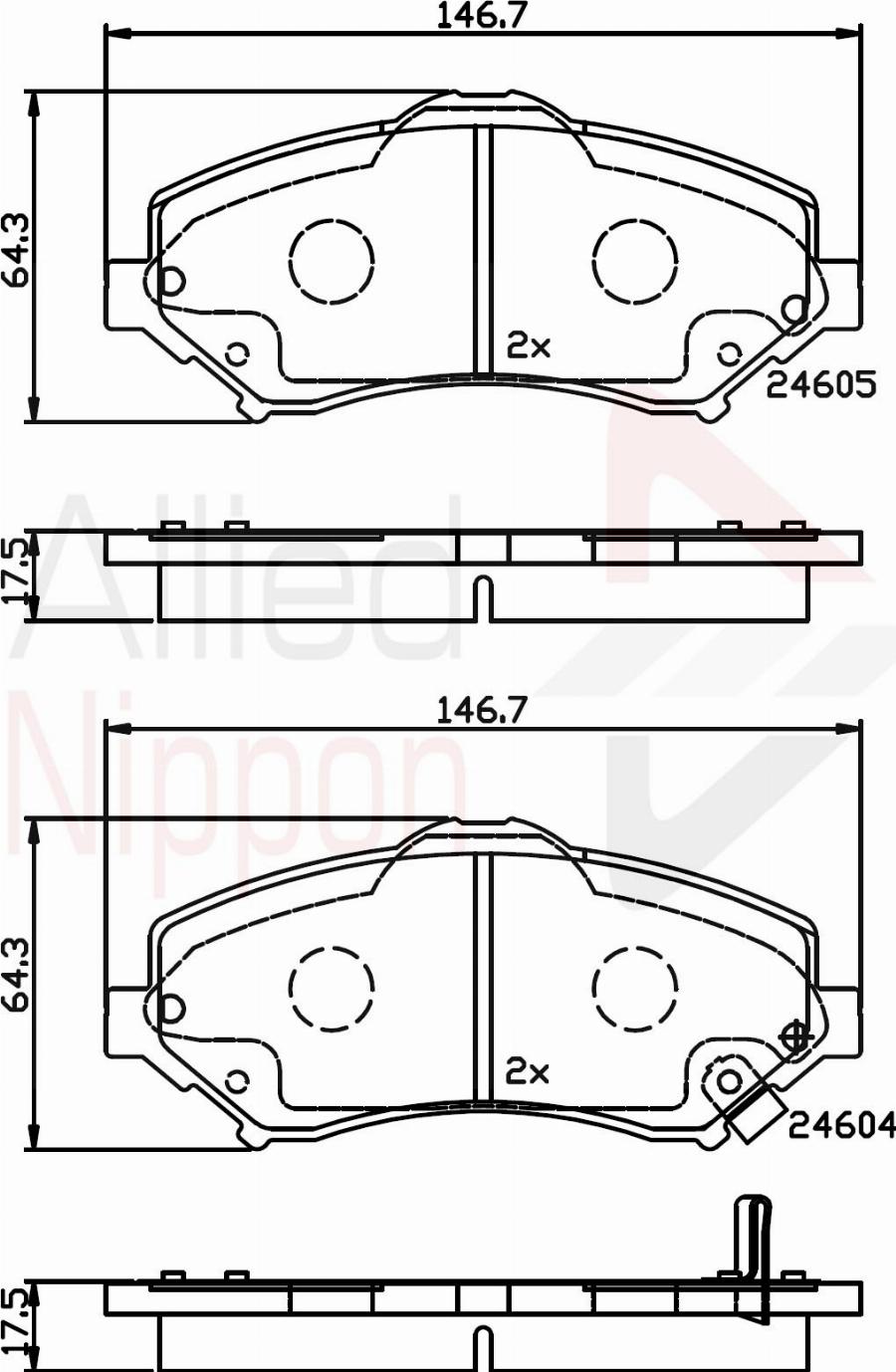 ALLIED NIPPON ADB36066 - Гальмівні колодки, дискові гальма autocars.com.ua