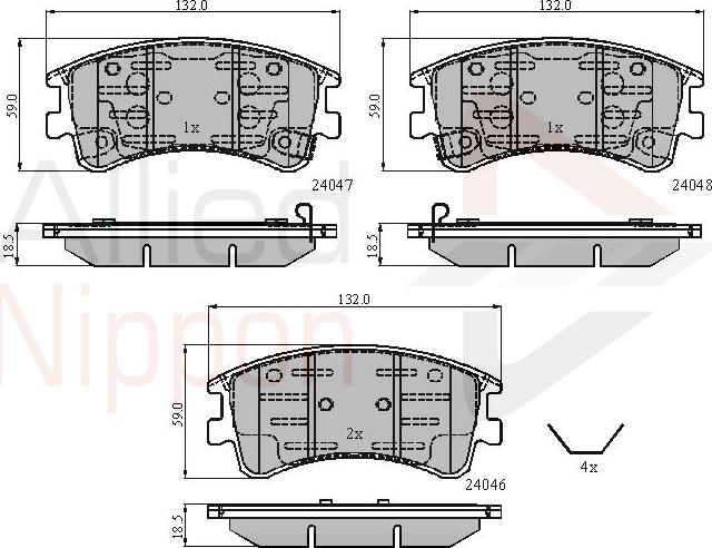 ALLIED NIPPON ADB3950 - Гальмівні колодки, дискові гальма autocars.com.ua