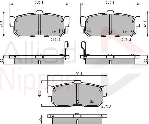 ALLIED NIPPON ADB3955 - Гальмівні колодки, дискові гальма autocars.com.ua