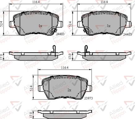 ALLIED NIPPON ADB3984 - Гальмівні колодки, дискові гальма autocars.com.ua