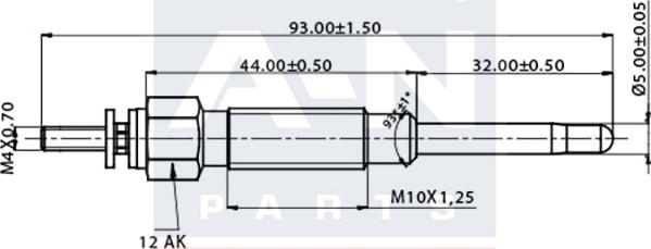 A-N PARTS A-N014243 - Свічка розжарювання autocars.com.ua