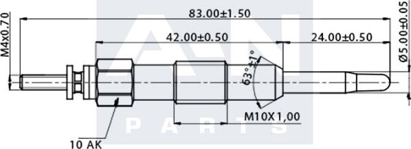 A-N PARTS A-N083170 - Свічка розжарювання autocars.com.ua