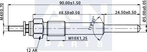 A-N PARTS A-N088040 - Свічка розжарювання autocars.com.ua