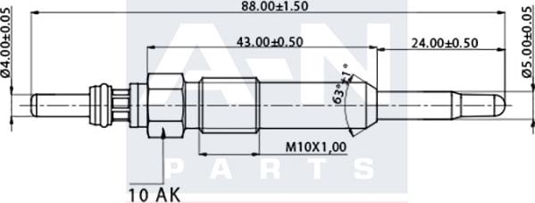 A-N PARTS A-N088373 - Свічка розжарювання autocars.com.ua