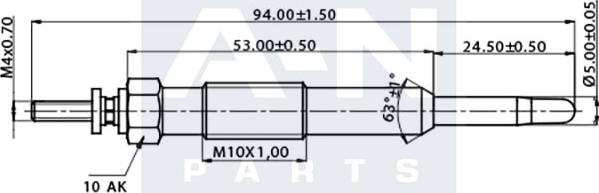 A-N PARTS A-N094245 - Свічка розжарювання autocars.com.ua