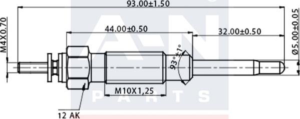 A-N PARTS A-N096001 - Свічка розжарювання autocars.com.ua