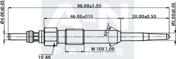 A-N PARTS A-N097001 - Свічка розжарювання autocars.com.ua