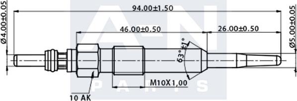 A-N PARTS A-N097119 - Свічка розжарювання autocars.com.ua