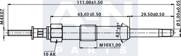 A-N PARTS A-N102422 - Свічка розжарювання autocars.com.ua