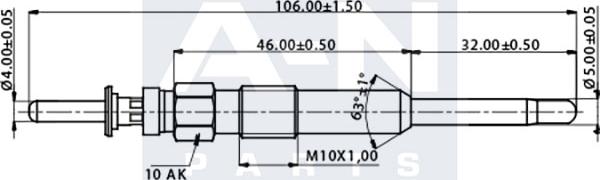 A-N PARTS A-N106362 - Свічка розжарювання autocars.com.ua