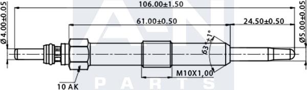 A-N PARTS A-N106985 - Свічка розжарювання autocars.com.ua