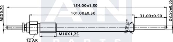A-N PARTS A-N154106 - Свеча накаливания autodnr.net