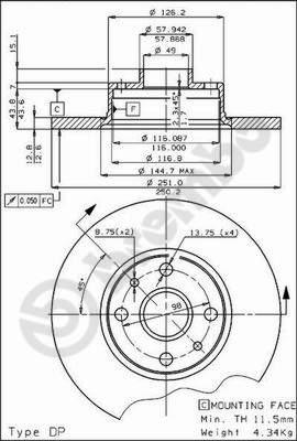 AP 14059 - Гальмівний диск autocars.com.ua