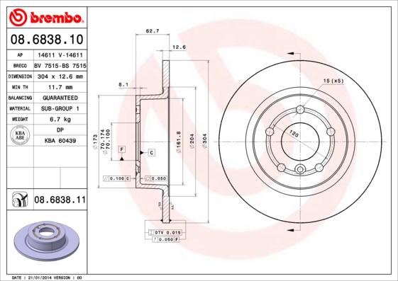 AP 14611 V - Гальмівний диск autocars.com.ua