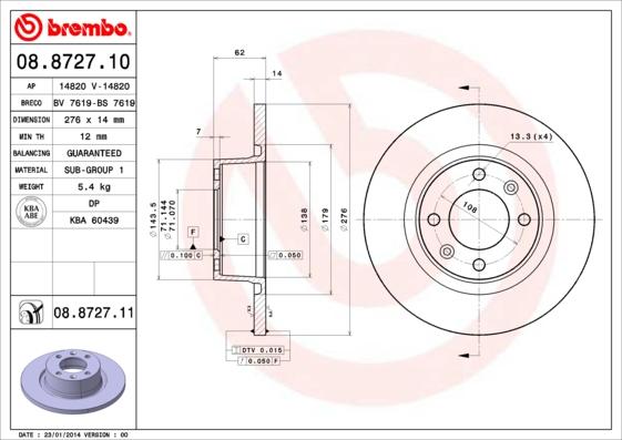 AP 14820 V - Гальмівний диск autocars.com.ua