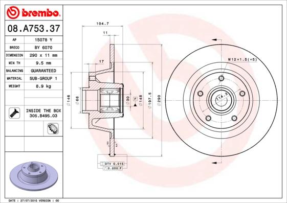 AP 15078 Y - Тормозной диск autodnr.net