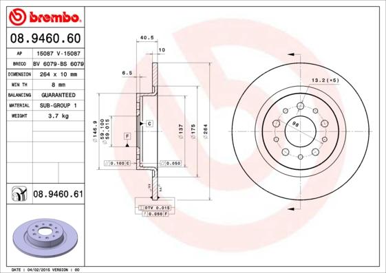 AP 15087 V - Гальмівний диск autocars.com.ua