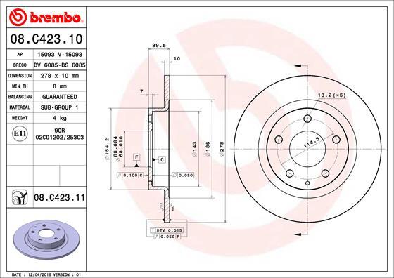 AP 15093 V - Гальмівний диск autocars.com.ua