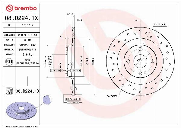 AP 15182 X - Гальмівний диск autocars.com.ua