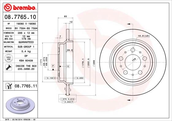 AP 19080 V - Гальмівний диск autocars.com.ua