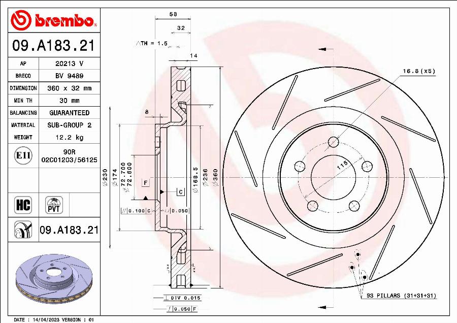 AP 20213 V - Гальмівний диск autocars.com.ua