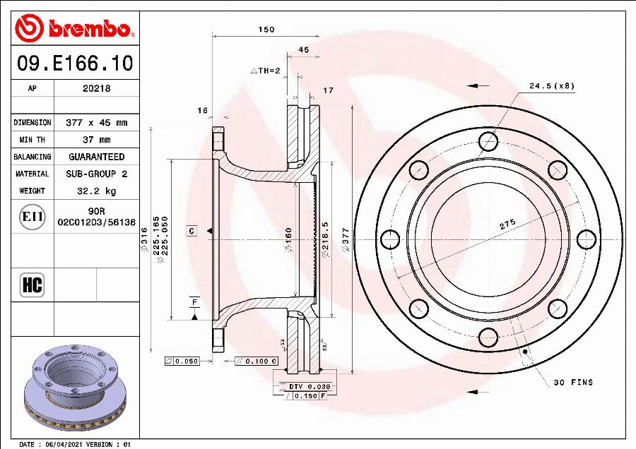 AP 20218 - Гальмівний диск autocars.com.ua