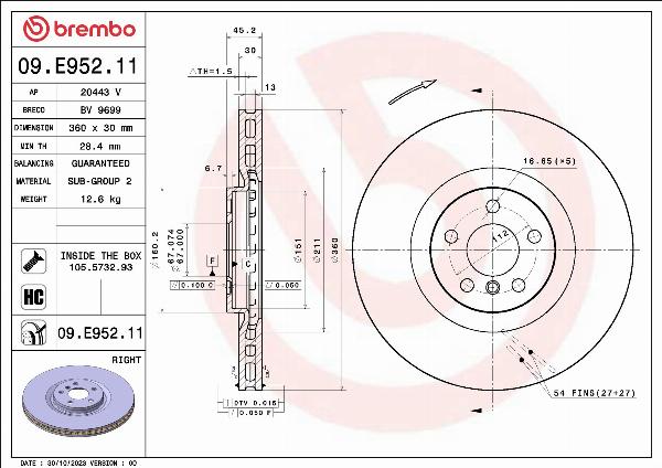 AP 20443 V - Гальмівний диск autocars.com.ua