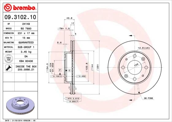 AP 24149 - Гальмівний диск autocars.com.ua