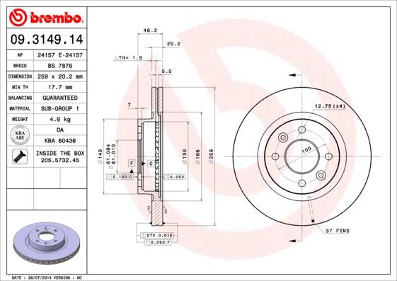 AP 24157 E - Гальмівний диск autocars.com.ua