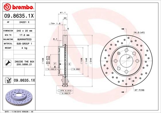 AP 24221 X - Гальмівний диск autocars.com.ua