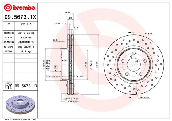 AP 24417 X - Гальмівний диск autocars.com.ua