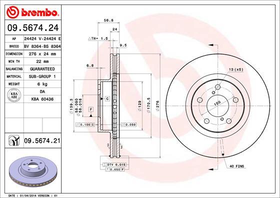 AP 24424 V - Гальмівний диск autocars.com.ua