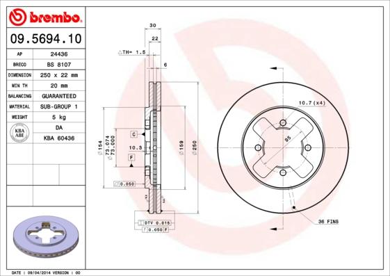 AP 24436 - Гальмівний диск autocars.com.ua