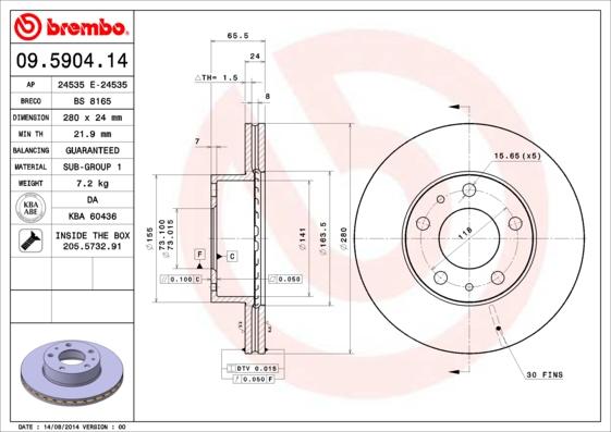 AP 24535 E - Гальмівний диск autocars.com.ua