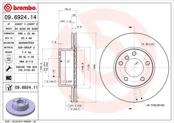 AP 24637 V - Гальмівний диск autocars.com.ua