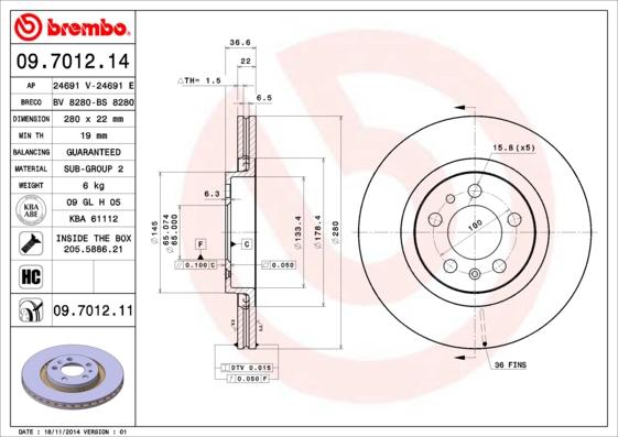 AP 24691 E - Гальмівний диск autocars.com.ua