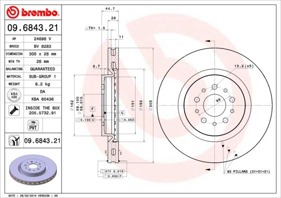 AP 24698 V - Гальмівний диск autocars.com.ua